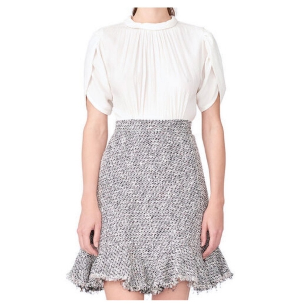 Rebecca Taylor dress - petal sleeve, silk and tweed